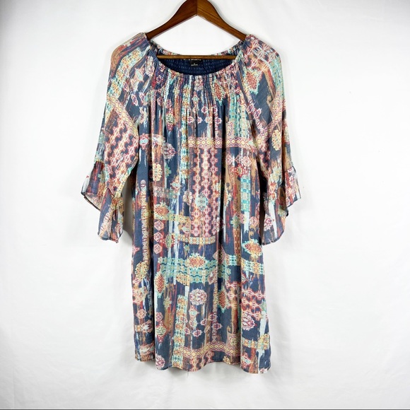 NEW DIRECTIONS Faded Boho Aztec Print Dress in Size Small - Picture 1 of 6